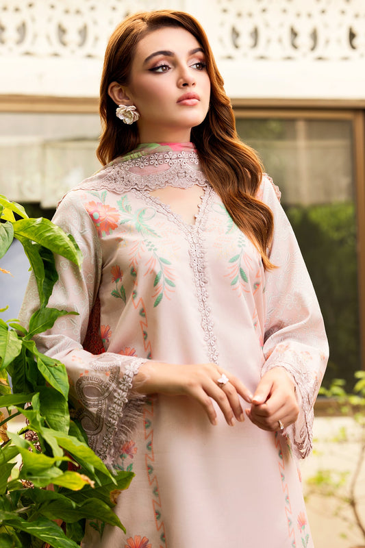 3-PC Unstitched Embroidered Lawn Shirt with Embroidered Voil Dupatta and Trouser CRN4-23