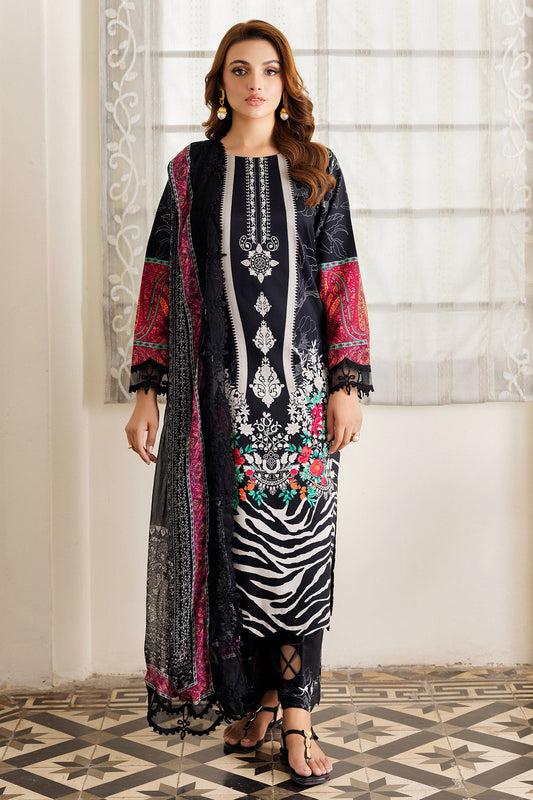3-PC Unstitched Embroidered Lawn Shirt with Embroidered Chiffon Dupatta and Trouser CRN4-13