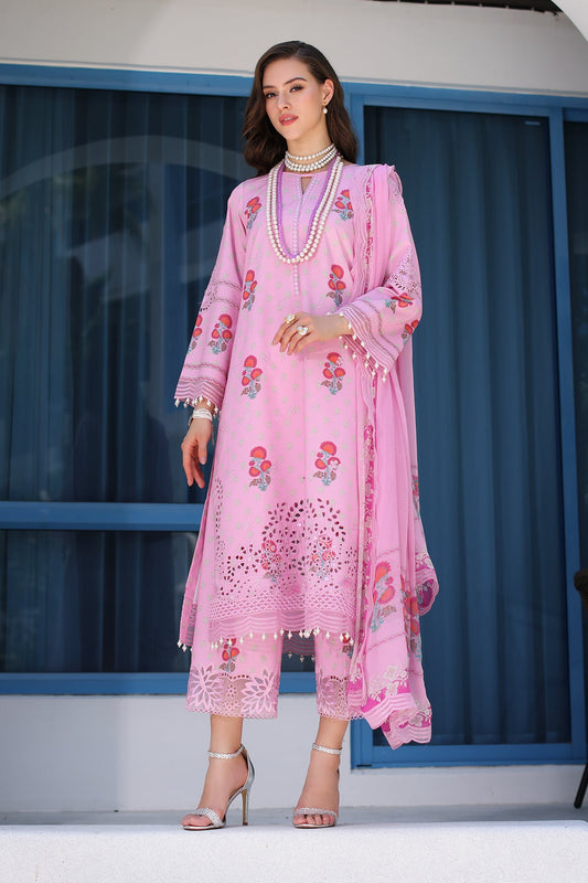 3-PC UNSTITCHED EMBROIDERED LAWN SHIRT WITH EMBROIDERED CHIFFON DUPATTA  CN4-17