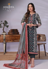 Asim Jofa - 03 pcs Printed Khaddar Suit AJ3P-005